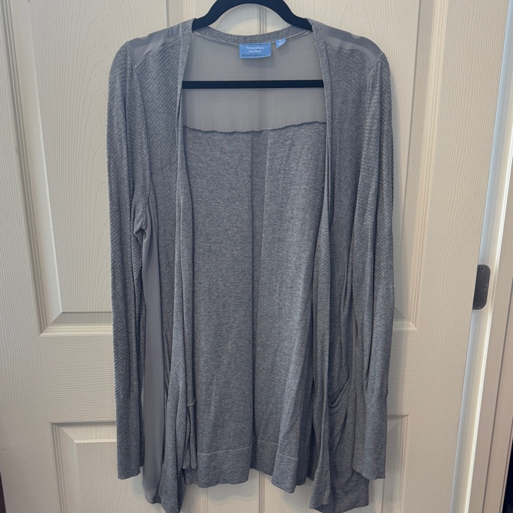 Gray Open Front Cardigan Sweater
